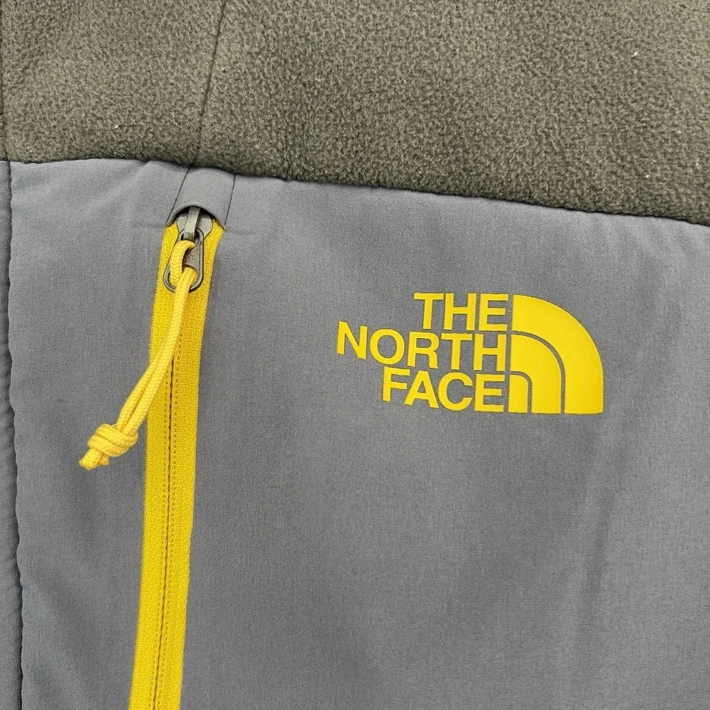 The North Face Men's Full Zip Fleece Jacket Gray Yellow Medium Sherpa Lined Outd